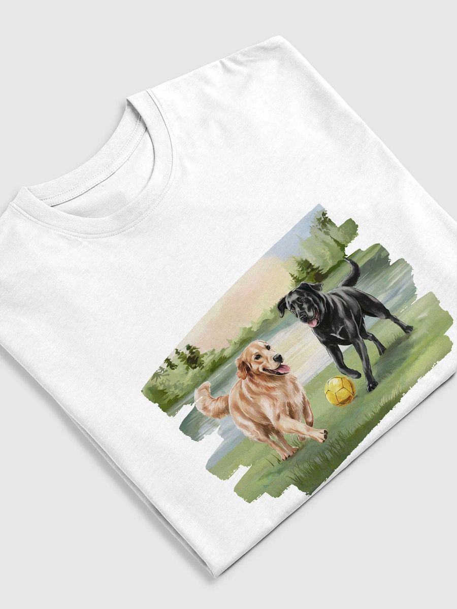 Two Dogs Playing Ball in the Garden T-Shirt product image (4)