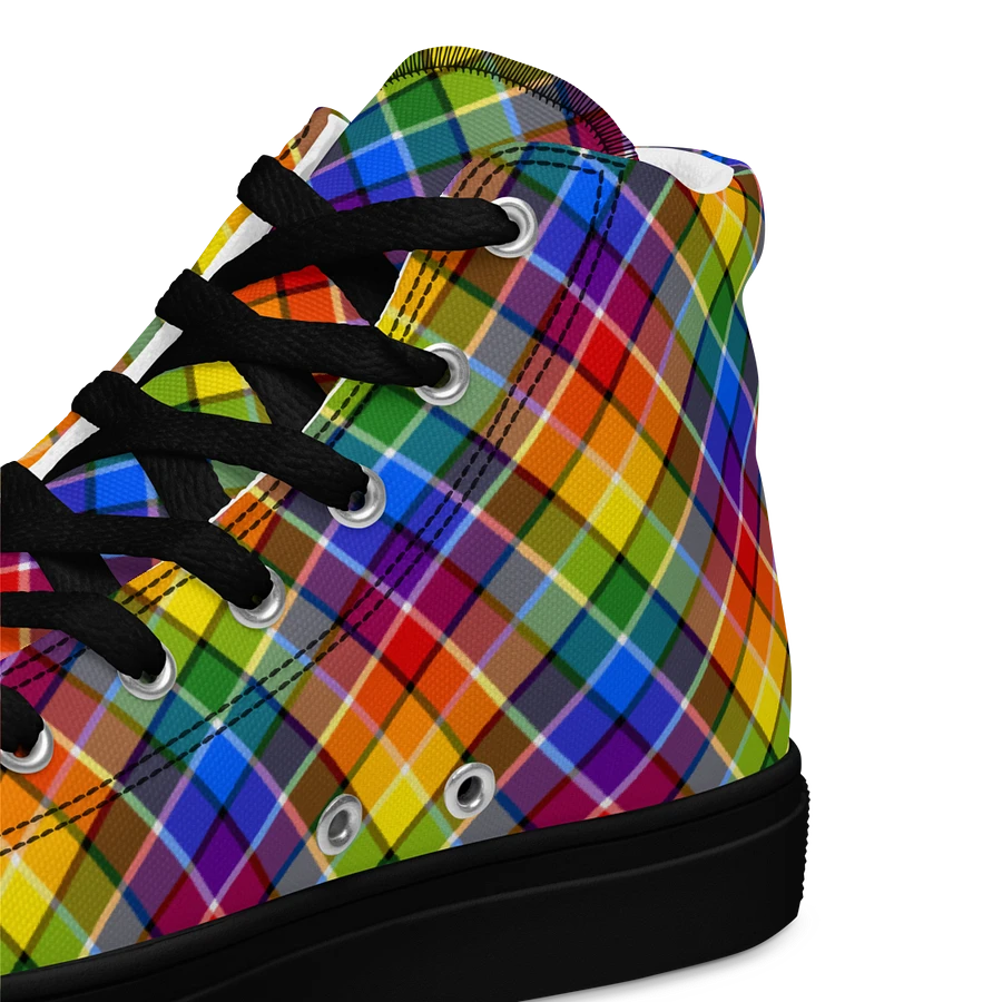 Bright Rainbow Plaid Men's High Top Shoes product image (12)