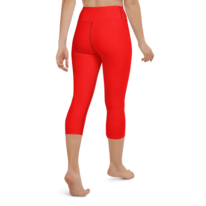 Plain Color Red Yoga Capri Leggings product image (2)