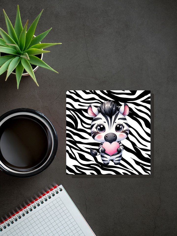 Zebra holding a heart coaster. Ehlers-Danlos awareness. product image (1)