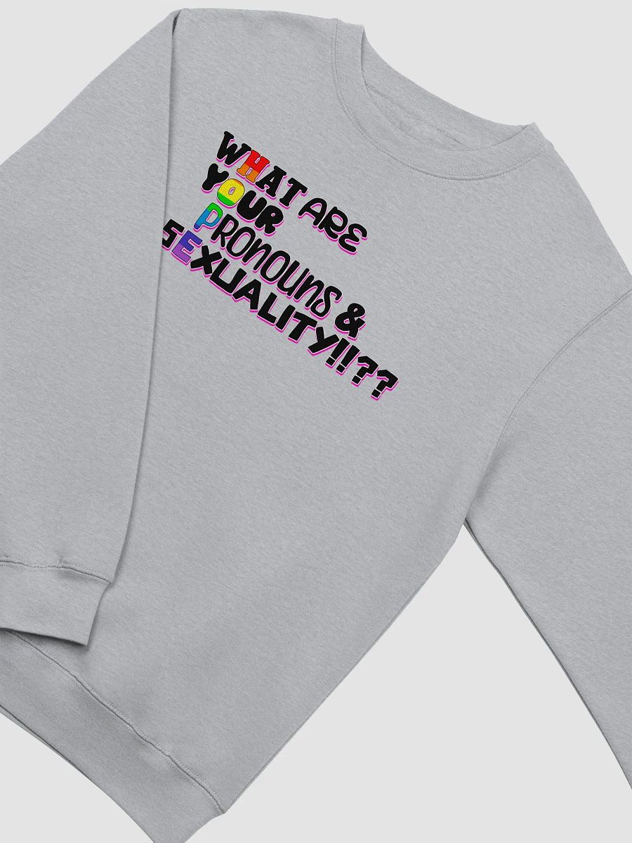 WHAT ARE YOUR PRONOUNS AND SEXUALITY!? - light sweatshirt product image (3)
