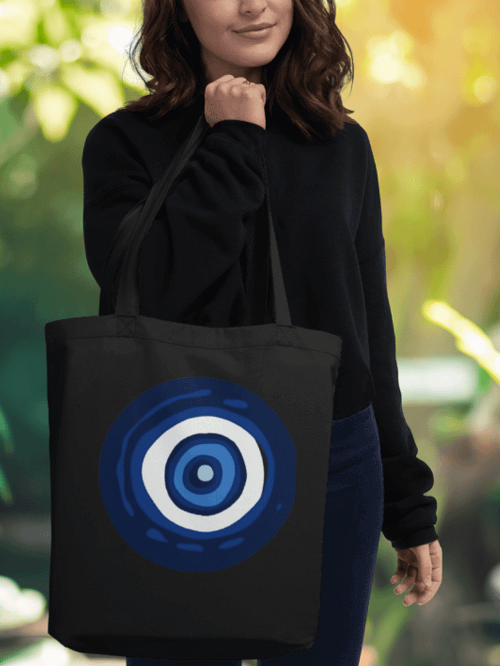 Blue Mati Protection: Eco-Friendly Tote Bag; Black product image (1)