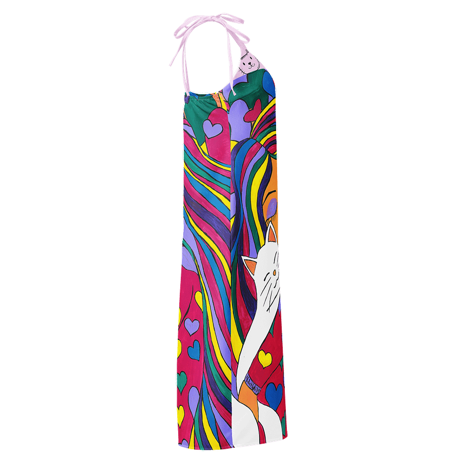 Girl with the cat (art by Dina R.) acrylic painting picture - Slip Dress product image (4)