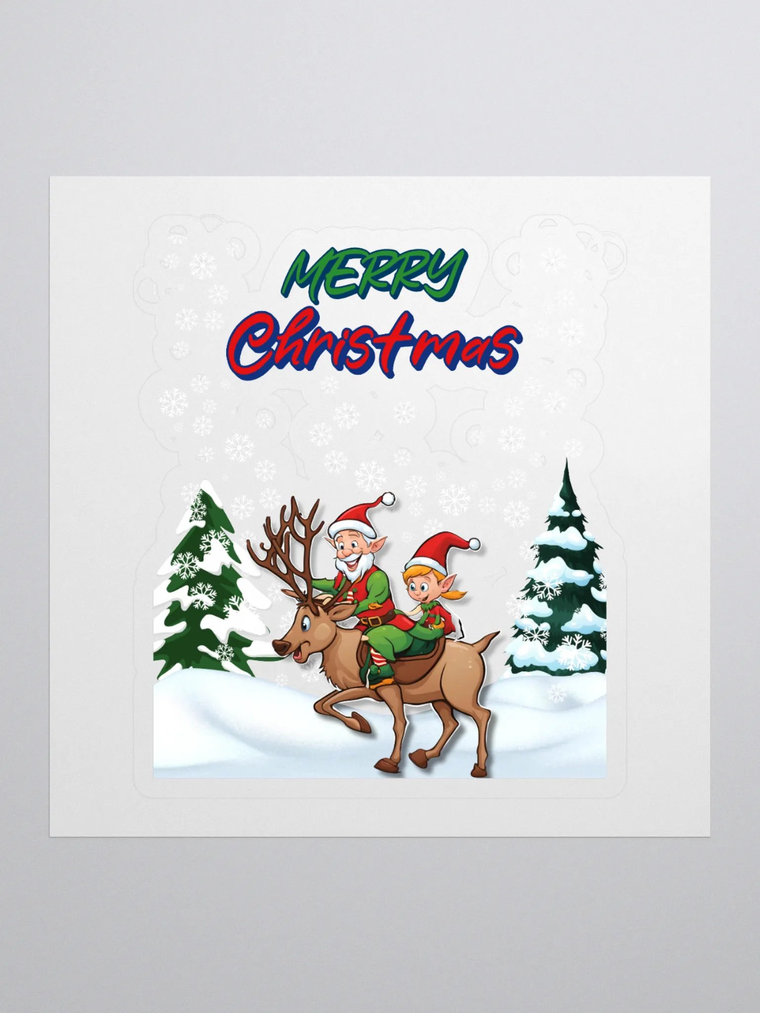 Santa Elves Riding A Reindeer Sticker product image (1)