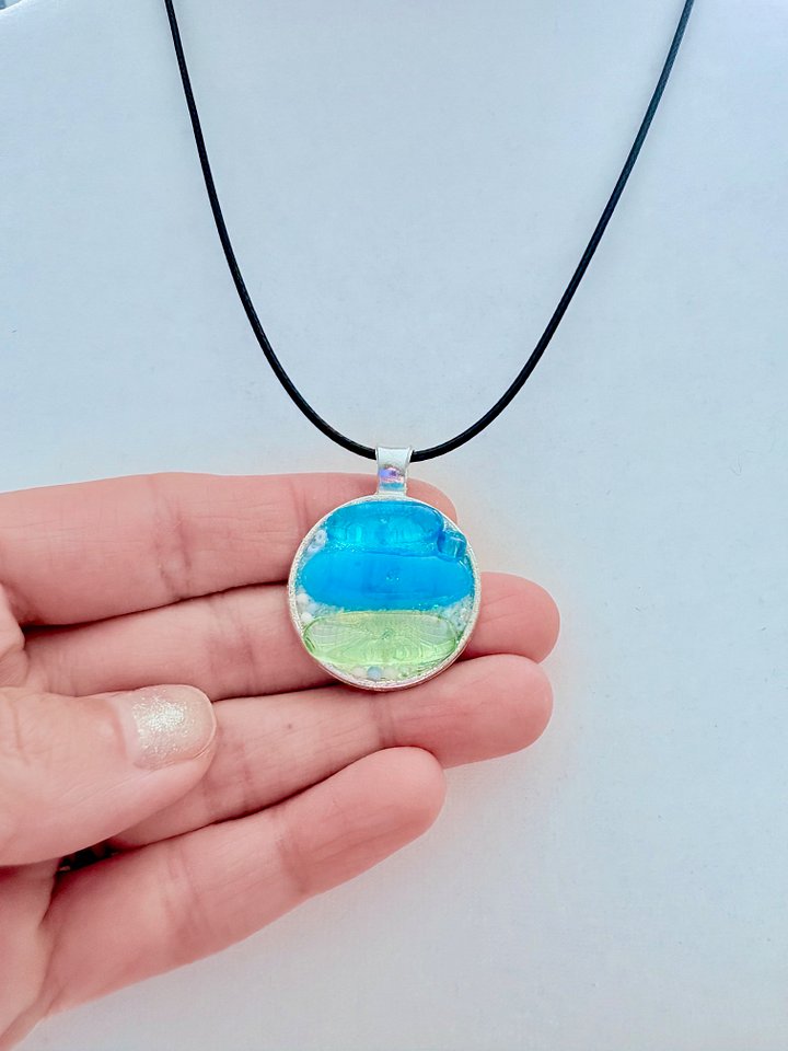 Coastal Calm Horizon Pendant Necklace | Handmade Glass Art Jewelry | Monique Faella Designs™ | MFD-00206 product image (2)