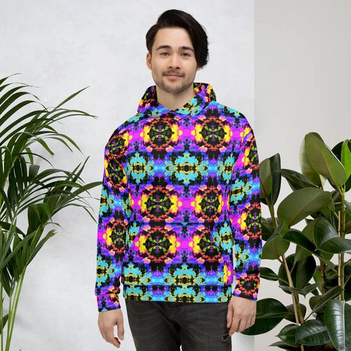 Abstract Neon Melting Daises Unisex Hoodie product image (2)