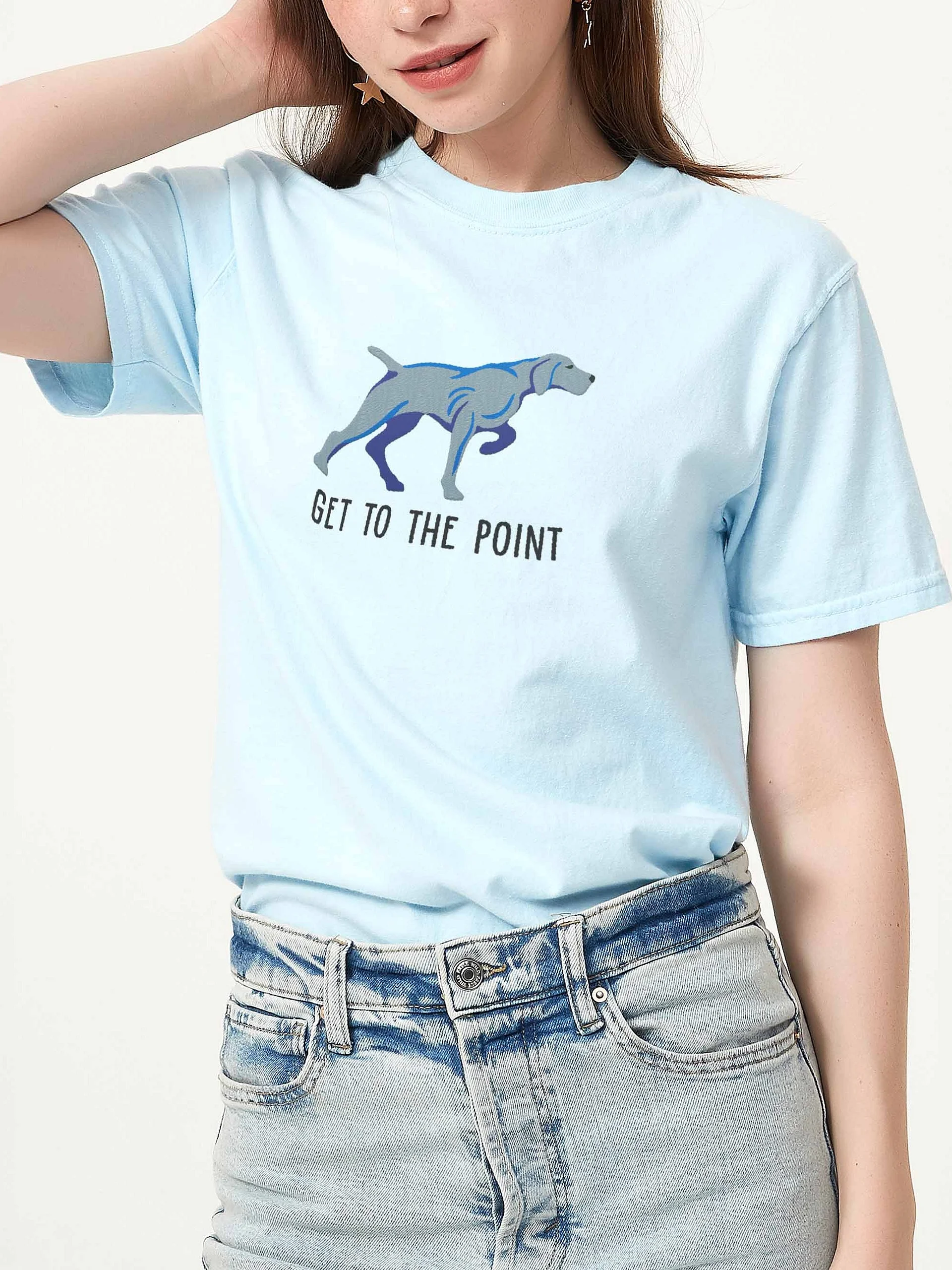 Get to the Point T-Shirt(Embroidered) of a Weimaraner(Docked Tail) product image (2)