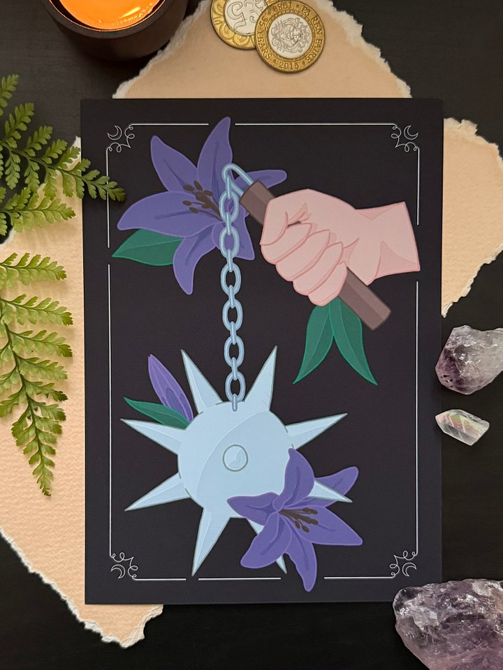 Flail with Lilies - Medieval Weaponry 5x7" Art Print product image (1)