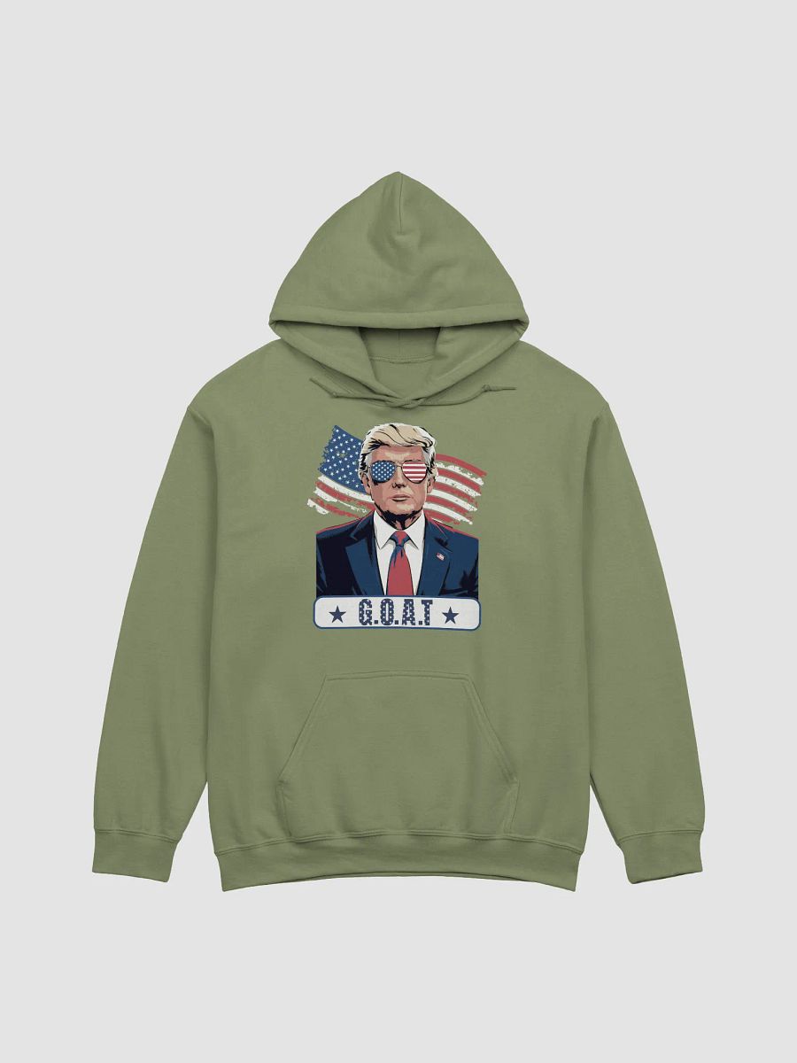 Trump "G.O.A.T" Hoodie – Patriotic USA Flag Sunglasses Design product image (1)