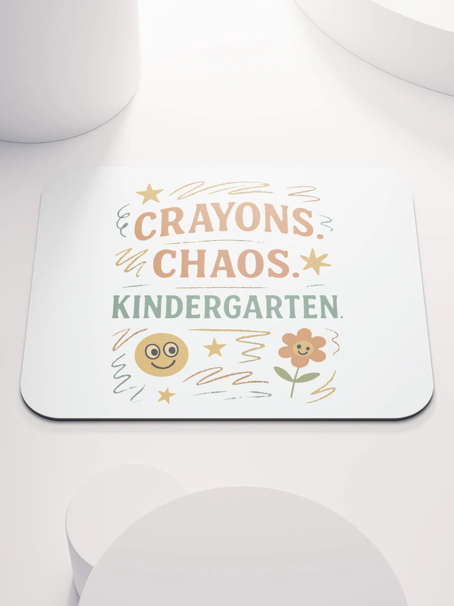 Crayons. Chaos. Kindergarten. Mouse Pad – Fun Teacher Desk Accessory product image (1)