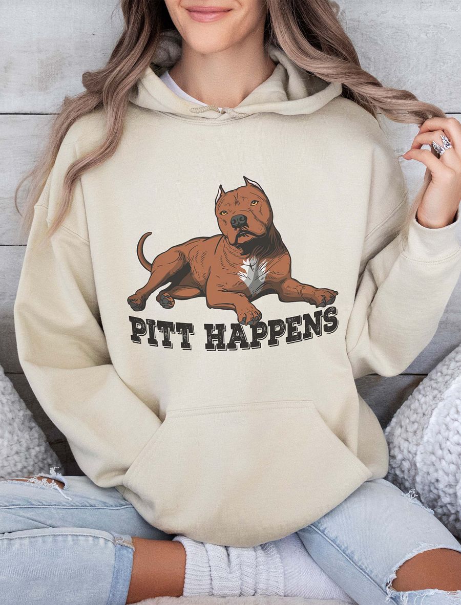 Pitt Happens Hooded Sweatshirt of a Pitbull Terrier (Cropped Ears - Red) | Funny Hoodie for Pitbull, Bully, and Staffordshire Terrier Paw-rents product image (18)