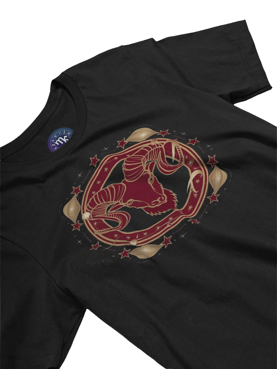 Exclusive Aries Zodiac T-Shirt - Regal Ram and Celestial Stars on Black product image (5)