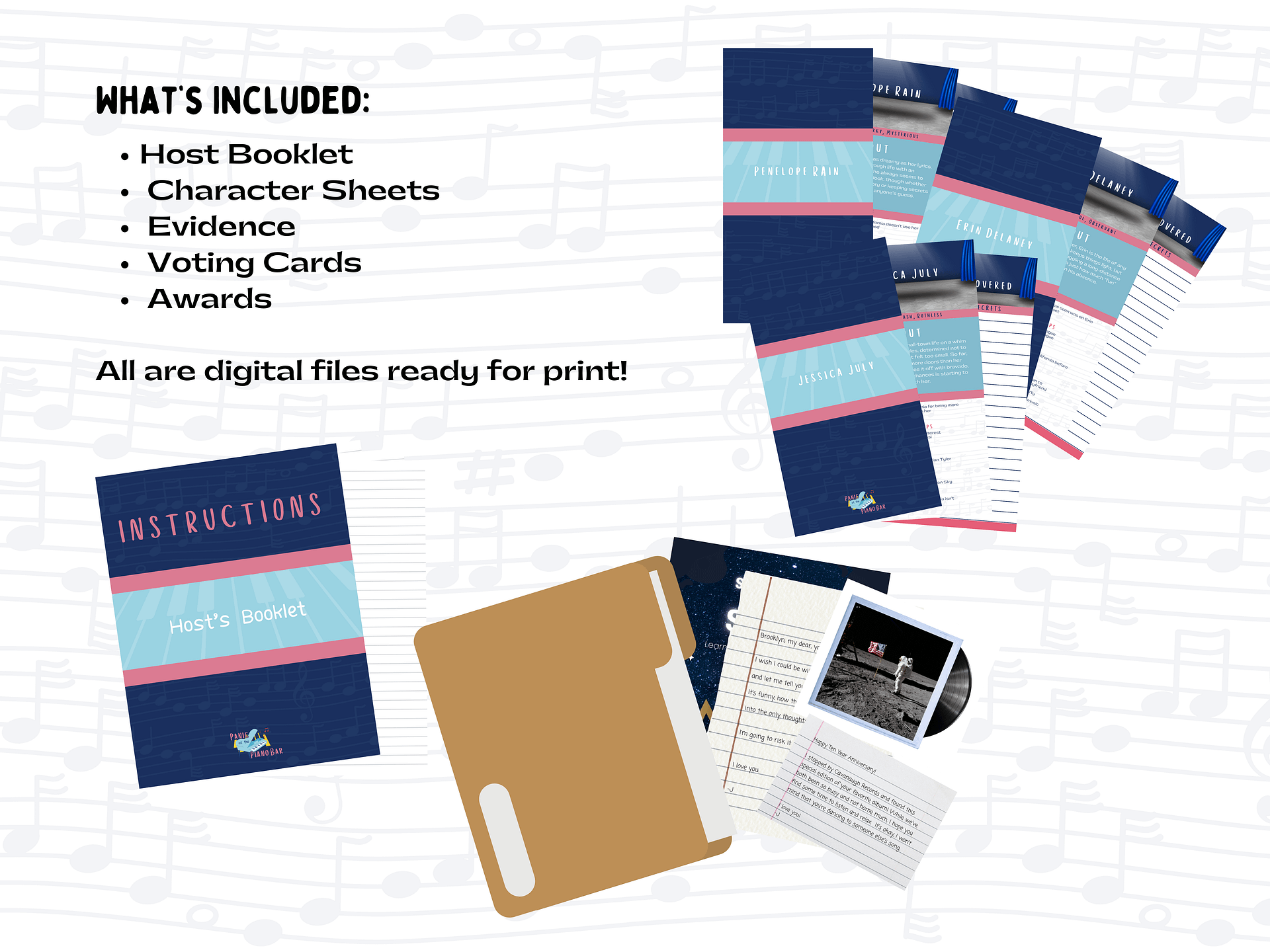 Panic at the Piano Bar - A 6-14 Character Interactive Mystery Game Benefitting the Dear Jack Foundation product image (2)