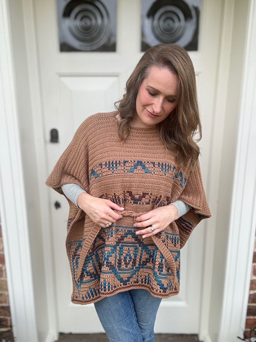 Labyrinth Poncho Adult Sizes XS to 5XL, Mosaic Crochet Poncho Pattern PDF product image (3)