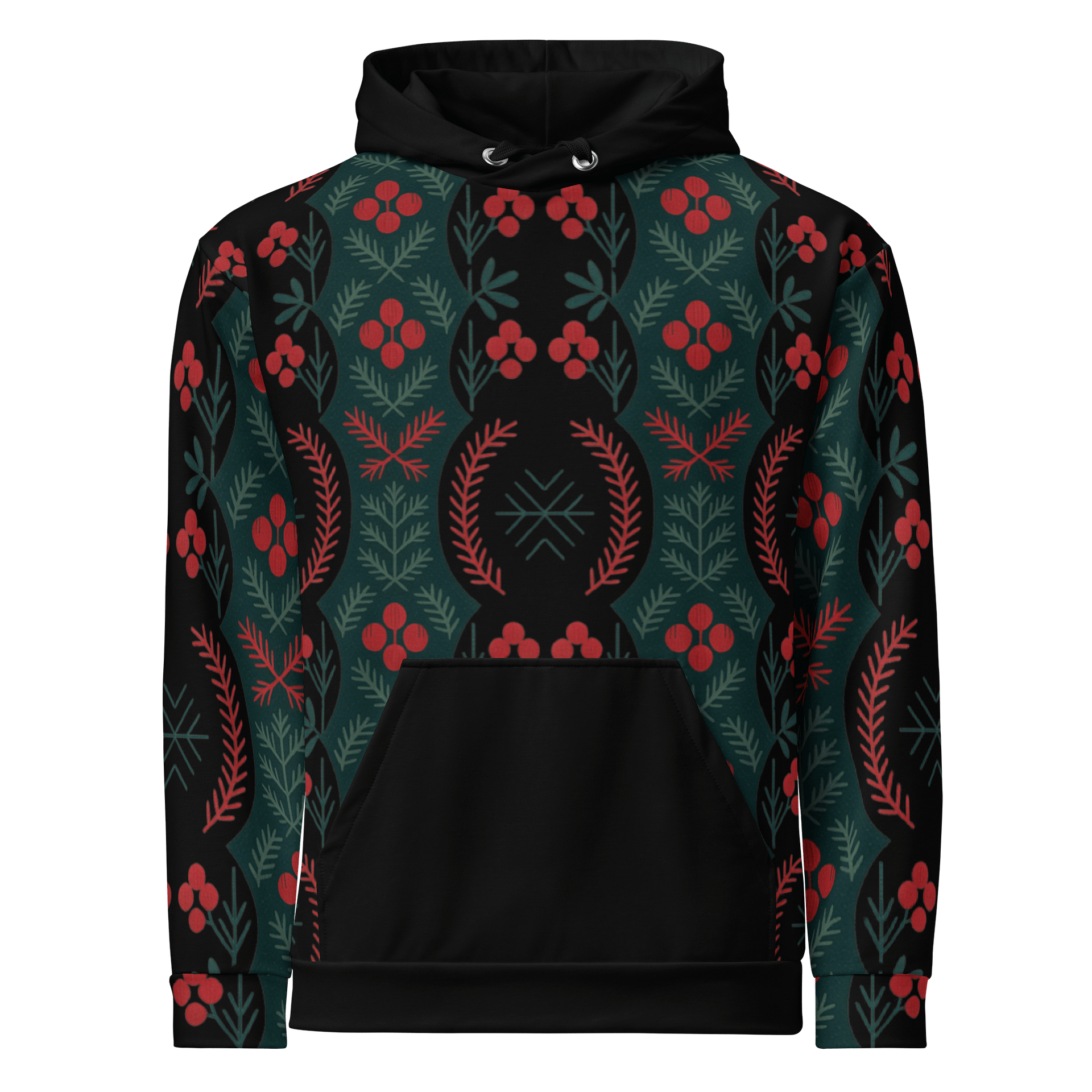Festive Folk Art Hoodie – Holly & Pine Edition product image (5)