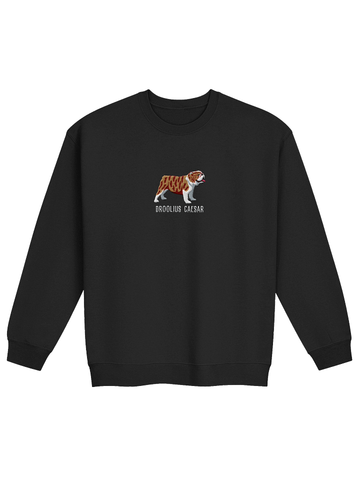 Droolius Caesar Sweatshirt (Embroidered) of an English Bulldog(Brindle & White) product image (5)