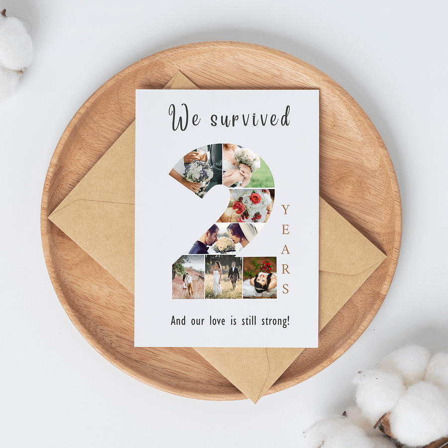 2 Year Anniversary Photo Card Editable Canva Template product image (4)