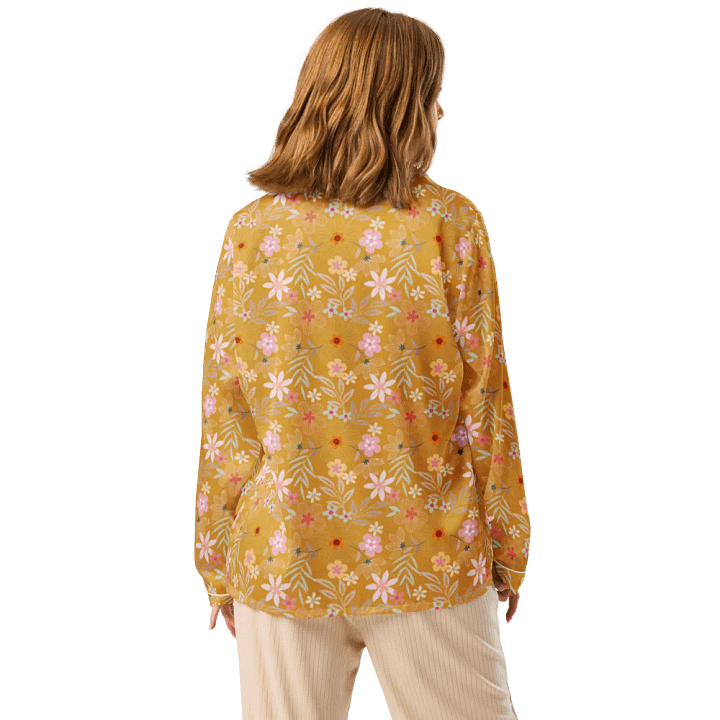 Buttercup Floral Silk Pajama Top – Elegant Comfort in Bloom product image (2)