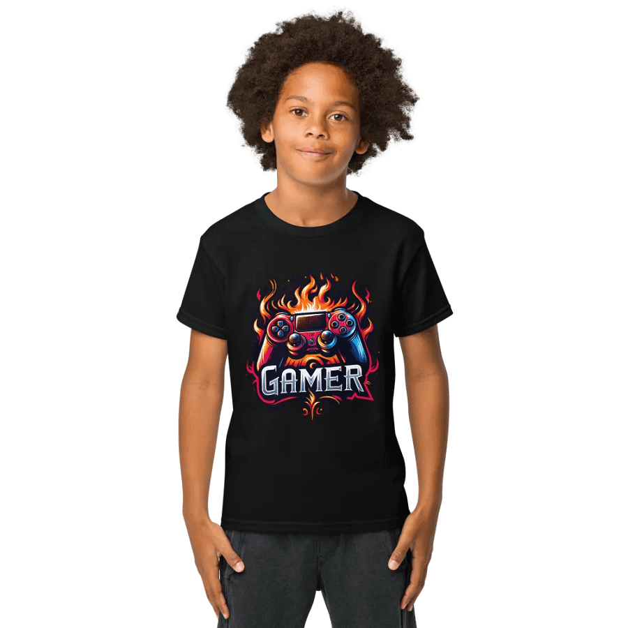 Gamer Flaming Graphic Youth Tee product image (1)
