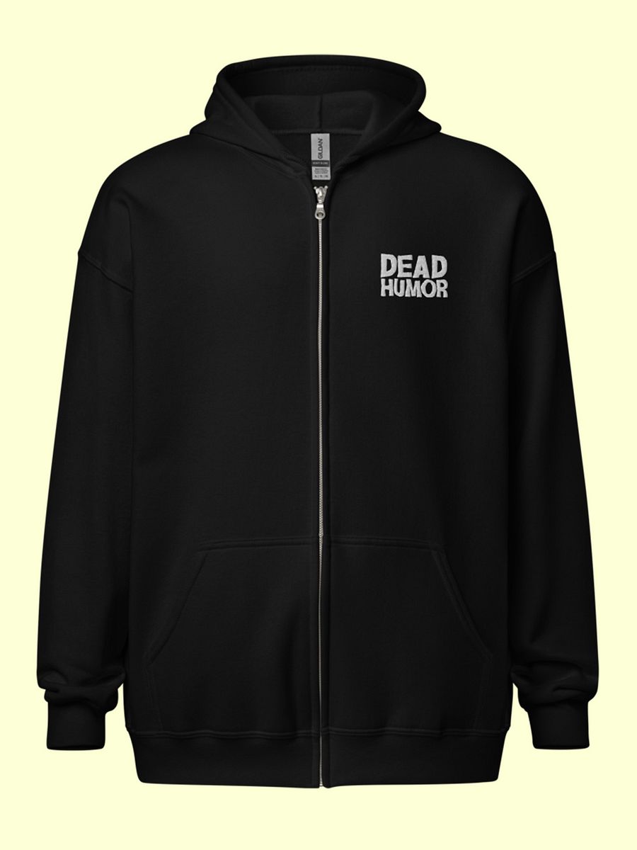 Dead Humor Spooky Text Zip Up Embroidered Hoodie product image (1)
