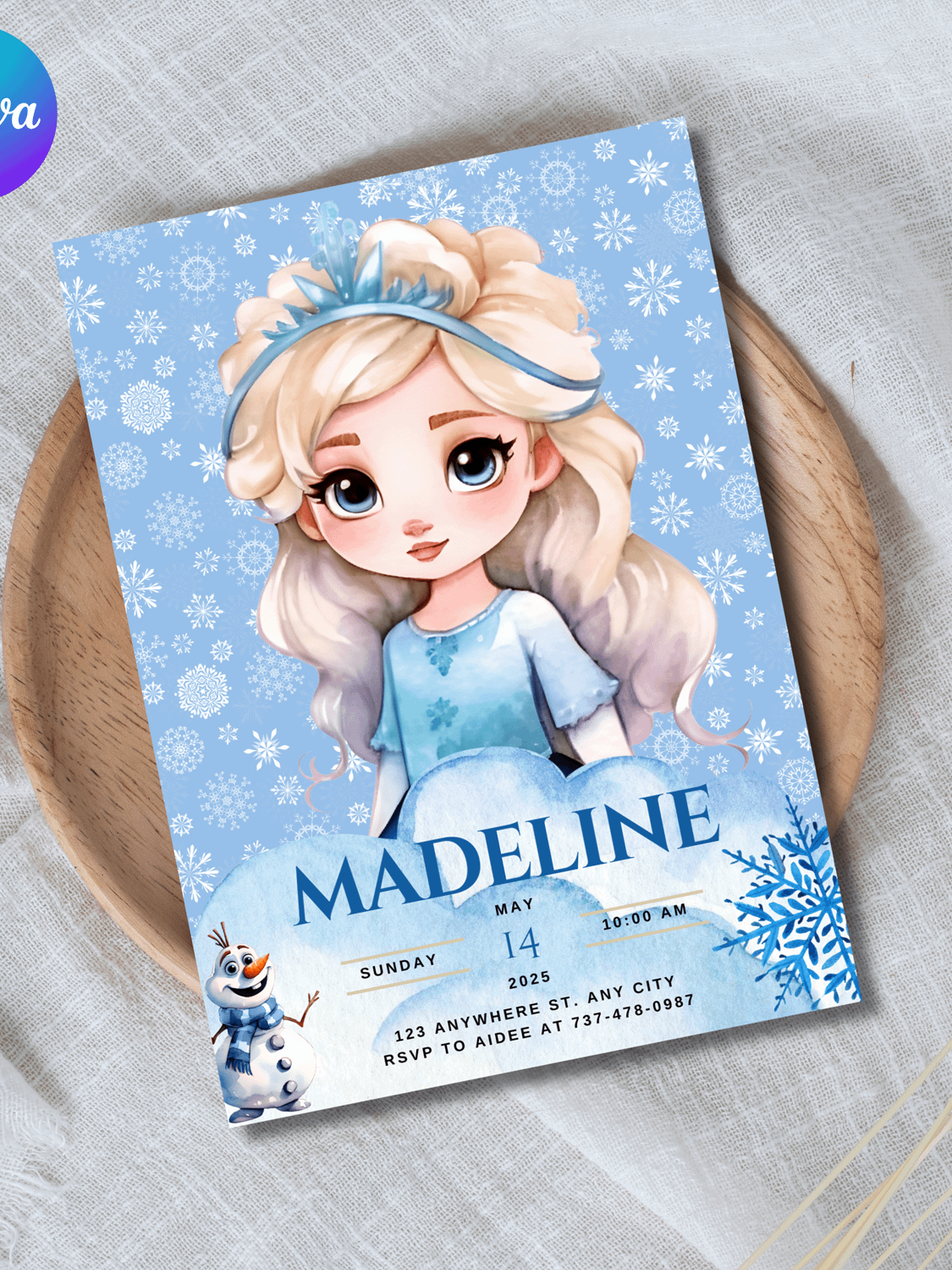 Frozen Birthday Invitation Template – Canva Editable Elsa Invitation product image (1)