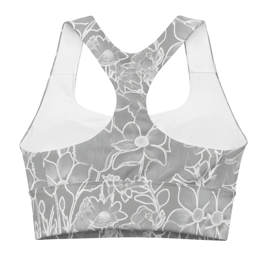 Line art Floral on Gray/All-Over Print Longline Sports Bra by Sublicolor product image (1)