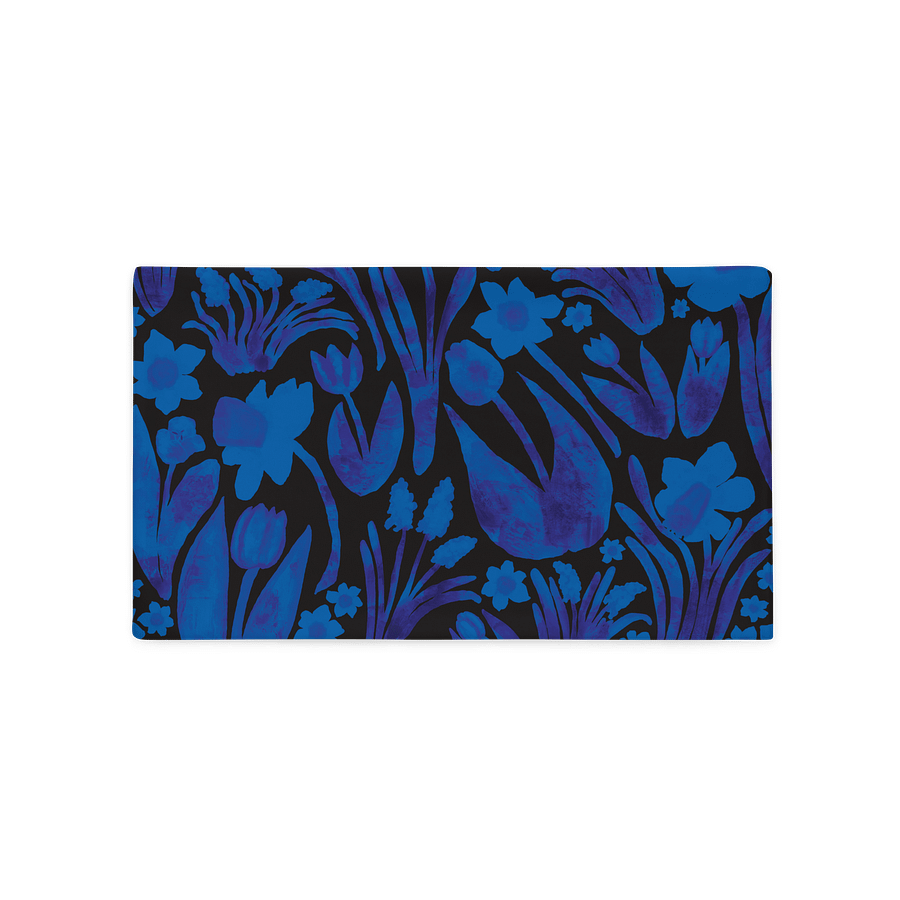 Spring Garden Pillowcase | Royal Blue on Black | Bold Florals, Beachy Charm & Coastal Elegance | Monique Faella Designs™ product image (2)