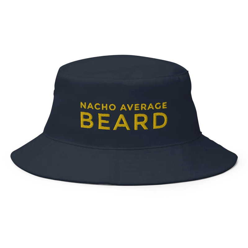Nacho Average Beard Navy Bucket Hat (Gold Embroidery)