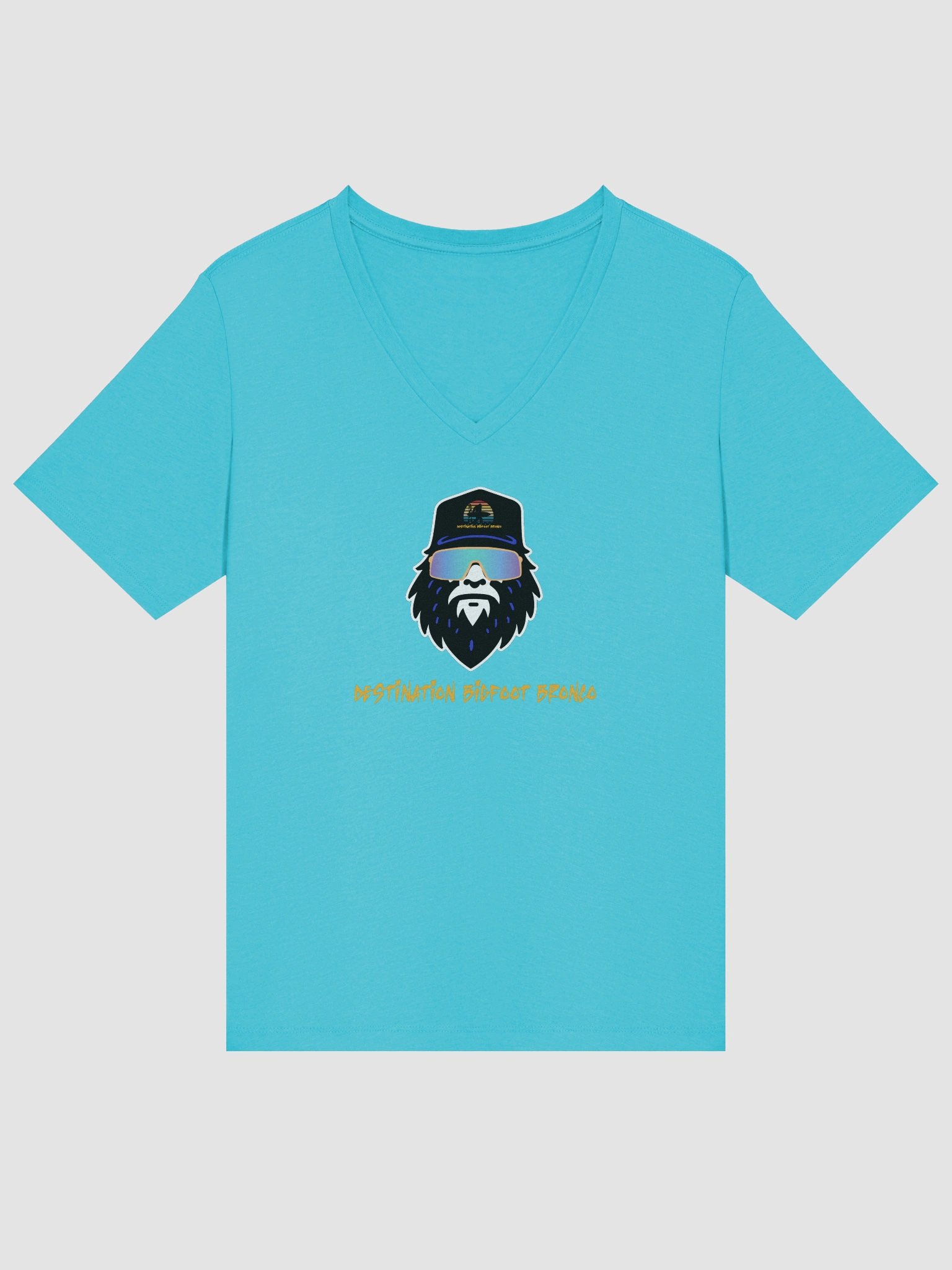 Destination Bigfoot Bronco Bigfoot Logo Bella+Canvas Women's Relaxed V-Neck T-Shirt (Turquoise) product image (3)