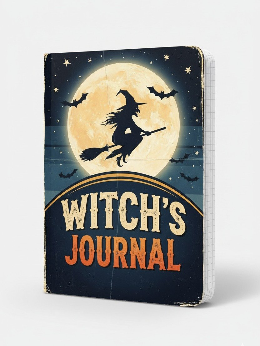 Witch's Journal Digital Cover | Printable Halloween Notebook Cover Design | Spooky Season Planner Insert | Witchy Decor product image (1)