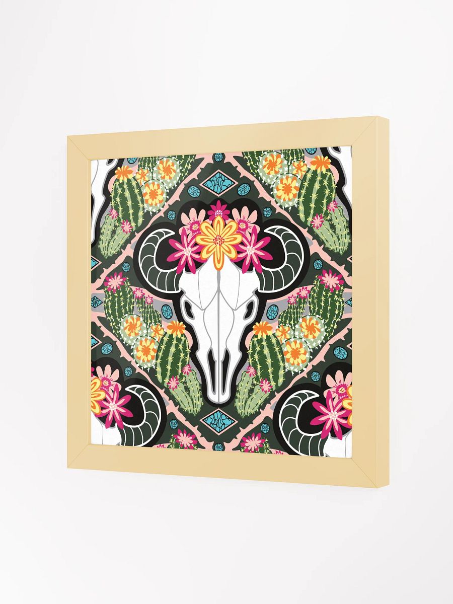 Western Americana Cacti Cow | Square Print | by Monique Faella Designs™ | Framed Coastal Wall Art | Museum-Quality Print product image (4)