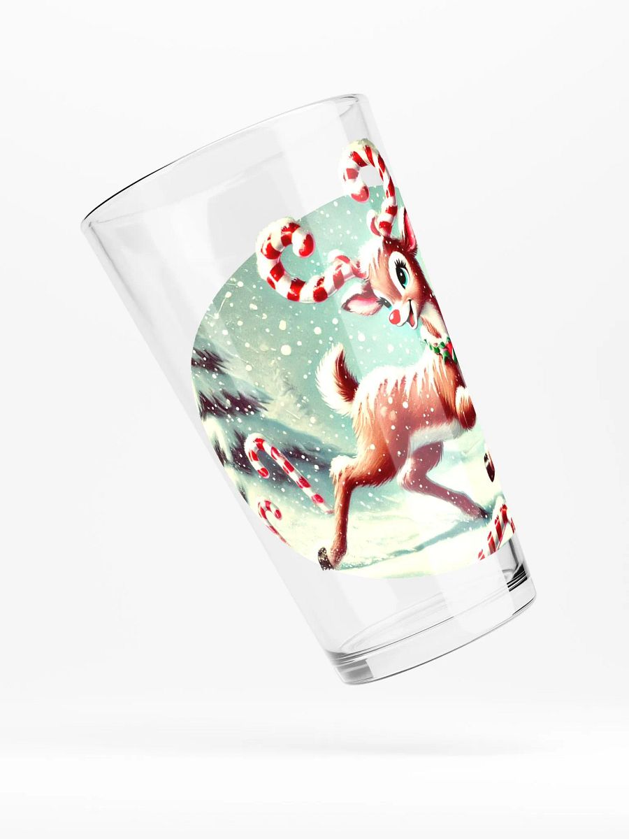 Christmas Candycane Reindeer 16 oz Glass product image (4)