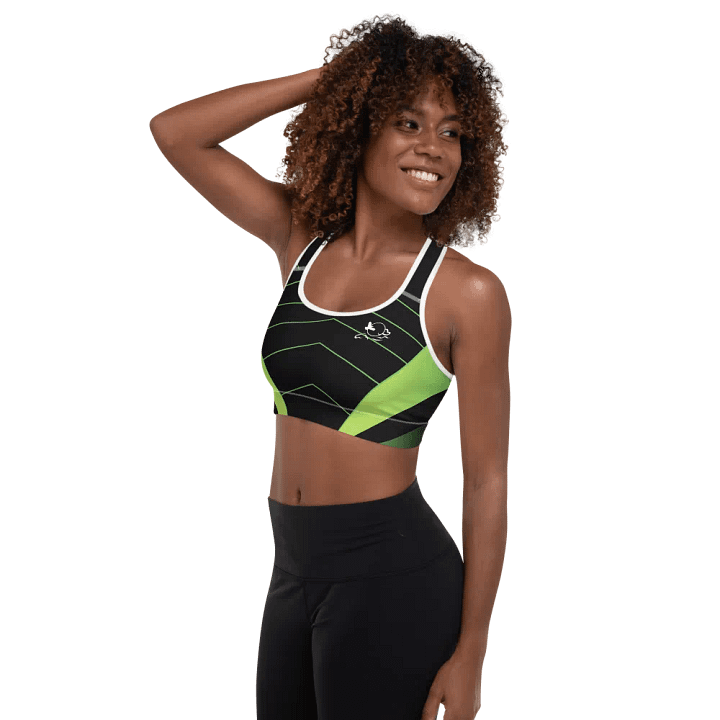 Black and green pattern base All-Over Print Padded Sports Bra. product image (2)