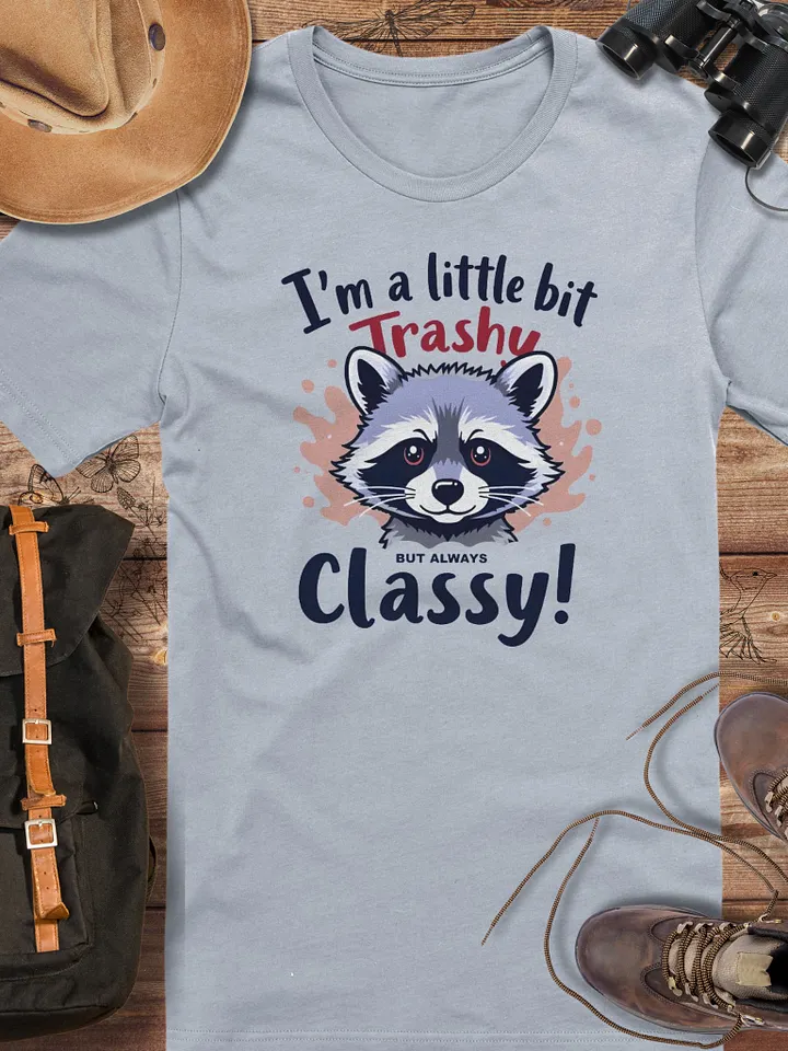 Funny Trashy but Classy Raccoon T-Shirt, Wildlife Humor Gift, Cute Trash Panda T-shirt product image (1)