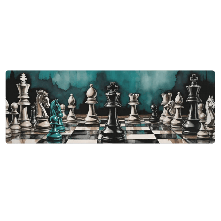 Teal Chessboard Grunge Art Yoga Mat product image (1)