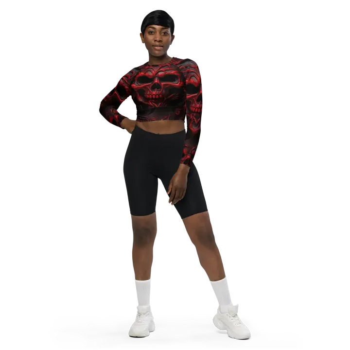 Eternal Red Skulls Recycled Crop Top product image (1)