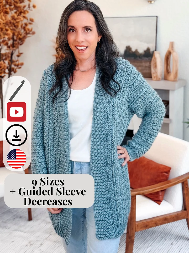 Wheat Stitch™ Cardigan Crochet Pattern product image (1)