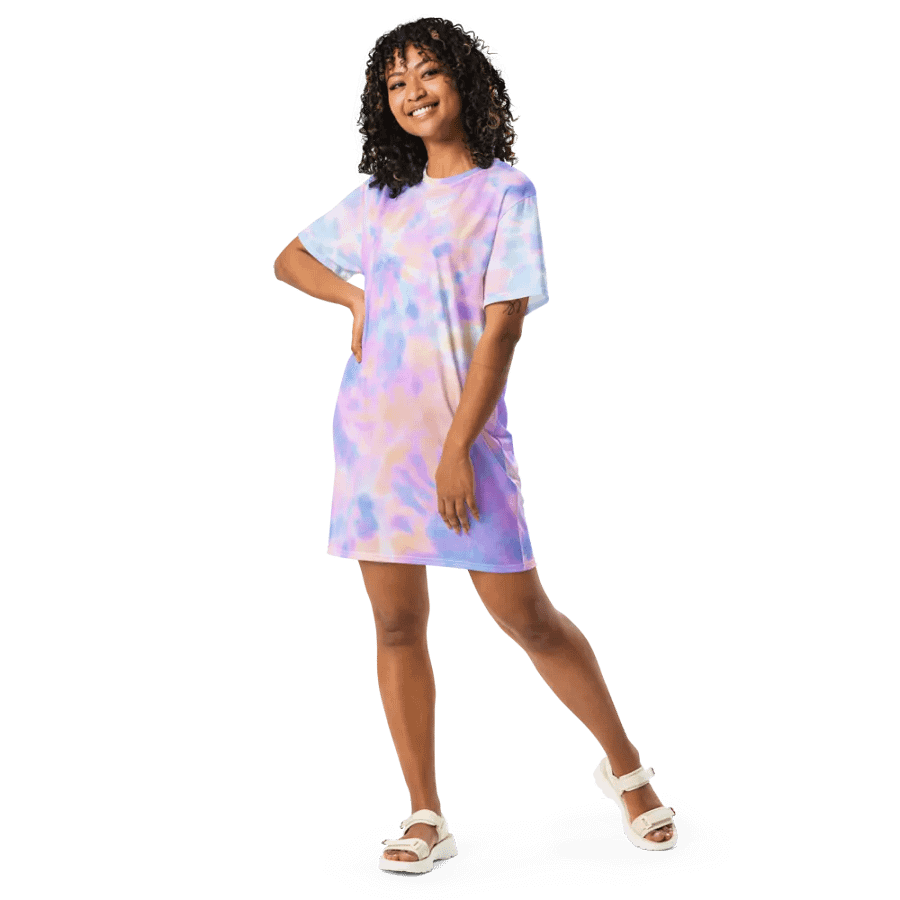 Rainbow Tie Dye Pattern T-shirt Dress product image (7)