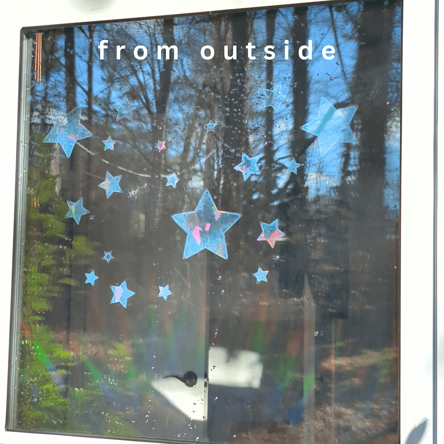 Set of (20+) Star Suncatcher Window Stickers - Mixed Size - Rainbow Making Decals! Easy Application + Removal - Create Your Own Magical Space product image (6)