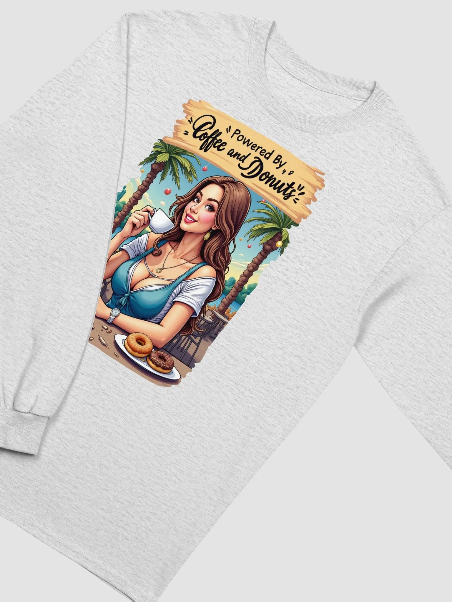 Powered by Coffee and Donuts Vibes Long Sleeve Tee product image (27)