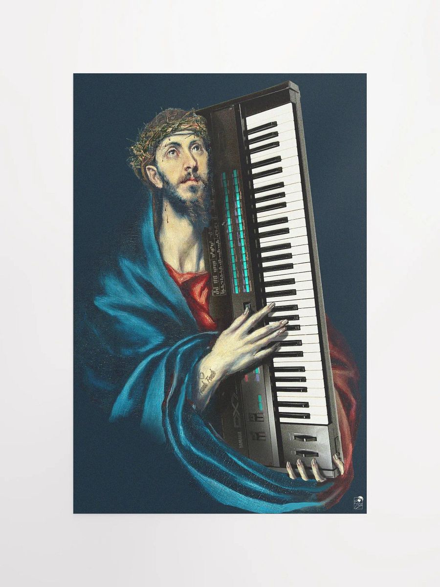 Christ Carrying the DX7 (Yamaha DX7) by Frank Fonik, EDM Techno Enhanced Matte Poster product image (4)