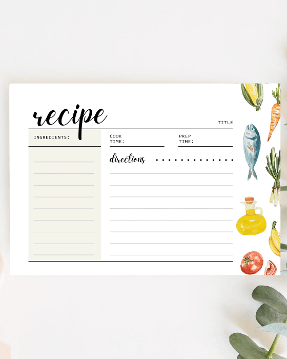 White Watercolor Illustrative General Recipe Card product image (3)