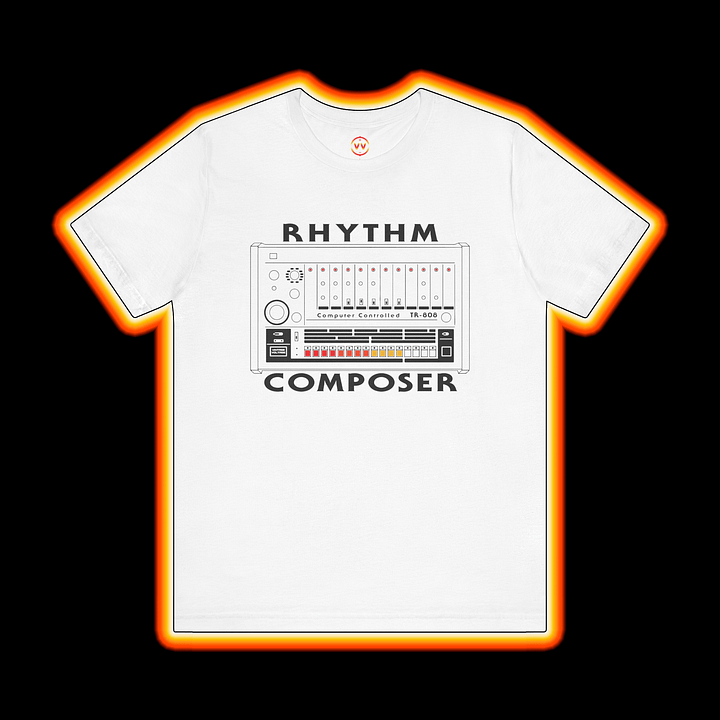 808 T-Shirt "Rhythm Composer" - Roland TR-808 (Vintage Drum Machine) BLACK PRINT product image (1)