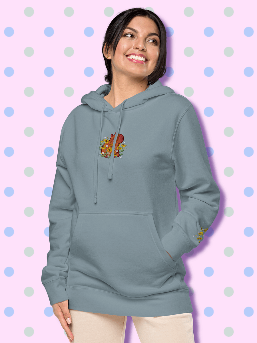 Cute Capybara and Daisy Flower Embroidered Hoodie product image (3)