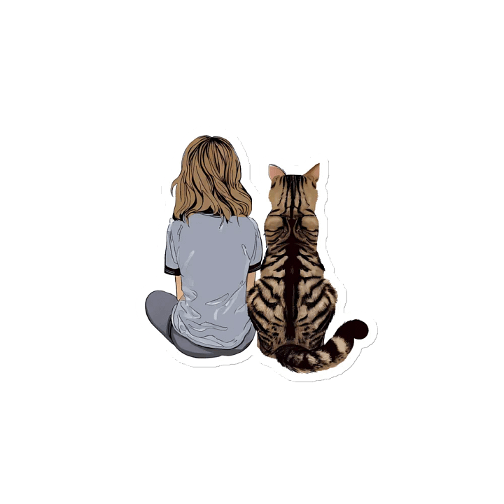 A Girl and her Giant Tabby Cat Magnet product image (2)