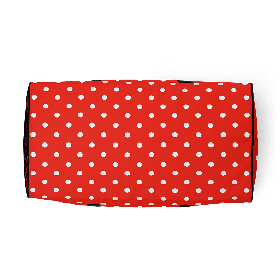 White Polka Dots on Red Duffle Bag product image (6)
