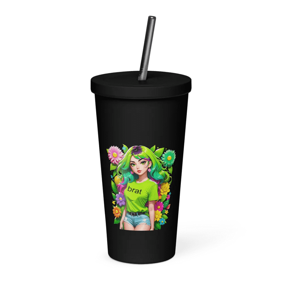 Brat 20 oz Tumbler Cup - Black - Insulated Tumbler with a Straw v4 product image (1)