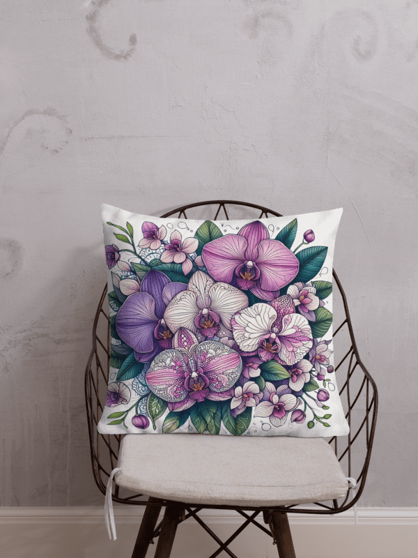 Orchid Dreams All-Over Print Pillow | AI Design flower mandala motif product image (1)