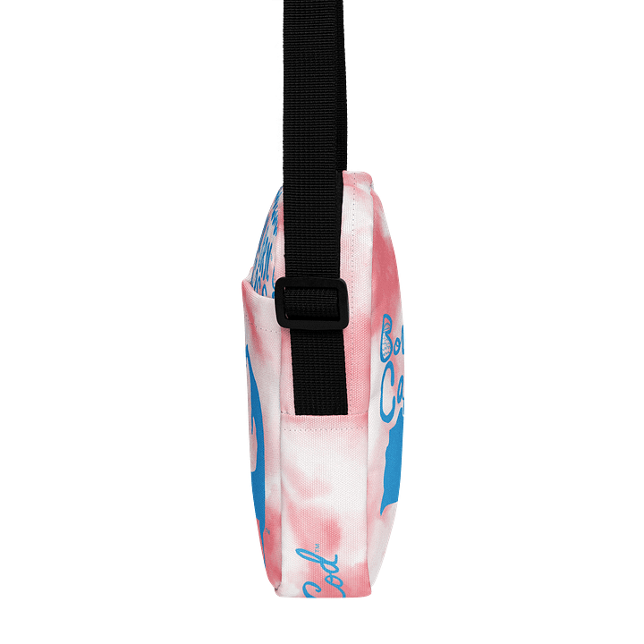 BOURNE to Cape Cod™ | Crossbody Bag | BRN.2C.C.™ | Utility On-the-Go | Coastal Cool Meets Everyday Carry | Blue Logos on Pink Tie-Dye🌊🎒 product image (2)