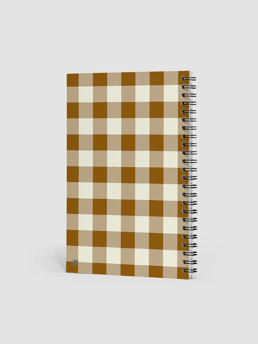 Brown & Cream Gingham Boho Bullet Journal – Spiral Notebook with Dotted Pages & Creative Planner product image (2)